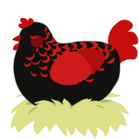 Leeches, a black and red chicken with a half-lace pattern