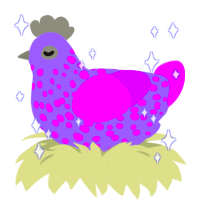 UV Radiation, a lilac and amethyst chicken with a speckle pattern