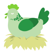A gluppy and viridian chicken with a neck-speckle pattern