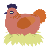 TENT, a turquoise and sky chicken with a neck-speckle pattern