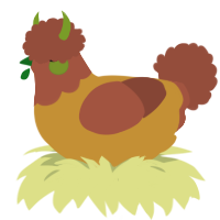 A gold and russet chicken with a head pattern