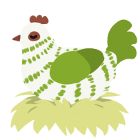 Green Tea, a white and chartreuse chicken with a bar pattern