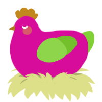A fuchsia and grass chicken
