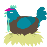 A bark and sea chicken with a head pattern
