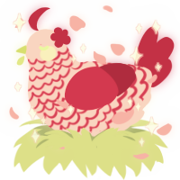 strawbaby, a rose and crimson chicken with a lace pattern