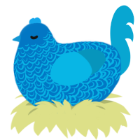 Eldra, a sapphire and cerulean chicken with a double-lace pattern