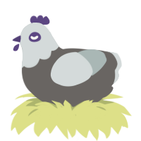 Ghost, a grey and silver chicken with a head pattern
