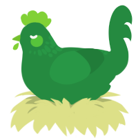 A viridian chicken with a neck-speckle pattern