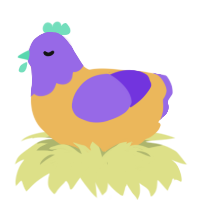 Cadbury, a honey and blurple chicken with a head pattern