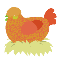 A orange and vermilion chicken with a double-lace pattern