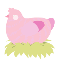 Parasol, a rose and pink chicken with a bar pattern