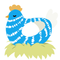 A sky and white chicken with a bar pattern