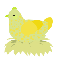 A lemon and yellow chicken with a speckle pattern
