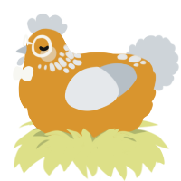 EggIE-, a orange and mist chicken with a neck-speckle pattern