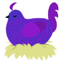 A indigo and violet chicken with a lace pattern