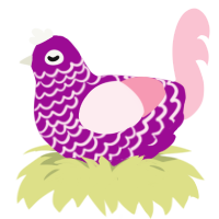 Frost, a plum and rose chicken with a lace pattern