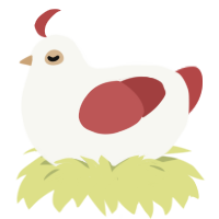 Rosemarry, a white and red chicken