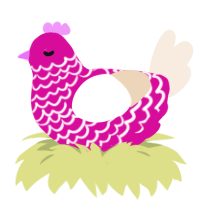 Barbra Barbie Ruth, a fuchsia and cream chicken with a lace pattern