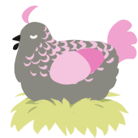 A ash and pink chicken with a half-lace pattern