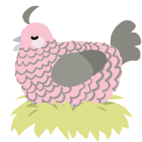 A rose and ash chicken with a lace pattern