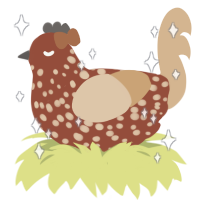 A russet and beige chicken with a speckle pattern