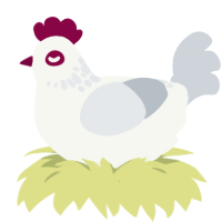 A white and mist chicken with a neck-speckle pattern