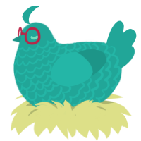 Roquefort, a turquoise chicken with a lace pattern
