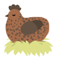 A brown and bark chicken with a speckle pattern
