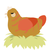 A gold and vermilion chicken with a half-bar pattern