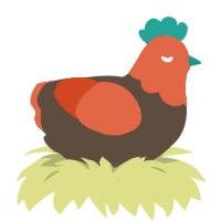 A bark and vermilion chicken with a head pattern