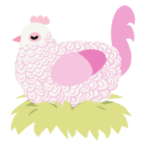 (unnamed), a white and pink chicken with a double-lace pattern