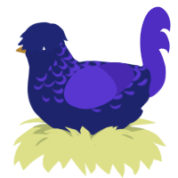 Leorias, a navy and indigo chicken with a half-lace pattern