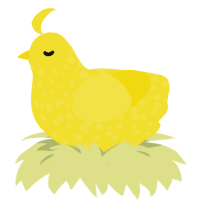 Skin and Bone, a yellow chicken with a speckle pattern