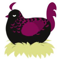 Nepenthe, a black and wine chicken with a half-lace pattern