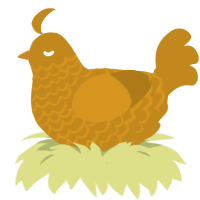A ochre chicken with a lace pattern