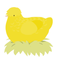 A yellow chicken with a half-lace pattern
