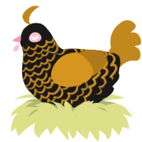 A sable and ochre chicken with a lace pattern