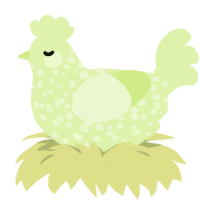 A apple chicken with a speckle pattern