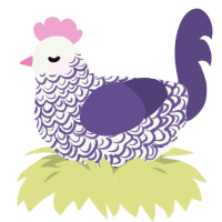 Dawnveil, a white and overcast chicken with a double-lace pattern