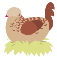 hazelnut choccy, a beige and russet chicken with a half-lace pattern