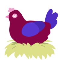 A maroon and indigo chicken