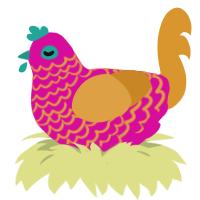 A fuchsia and orange chicken with a lace pattern