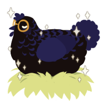 Puer de Lunae, a black and navy chicken with a half-lace pattern