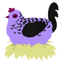 runny ink, a lilac and black chicken with a half-lace pattern