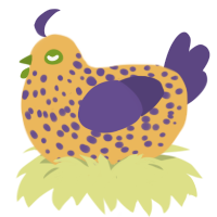 A honey and overcast chicken with a speckle pattern