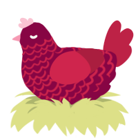 Blossom bud, a maroon and crimson chicken with a lace pattern