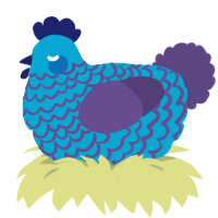 A cerulean and overcast chicken with a lace pattern