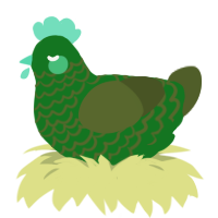 booger, a leaf and olive chicken with a lace pattern