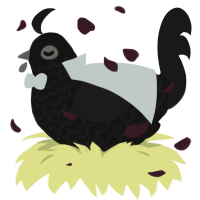 A black and sable chicken with a lace pattern