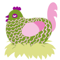 (unnamed), a chartreuse and pink chicken with a lace pattern